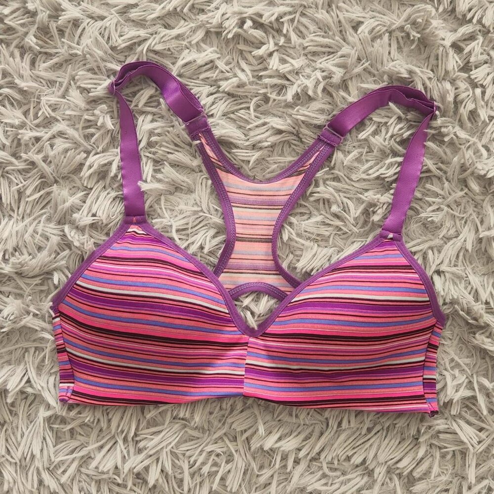 Metallic Striped Sports Bra